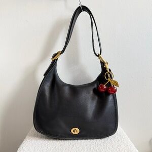 Vintage Coach Legacy Crescent Bag Black Brass Hardware